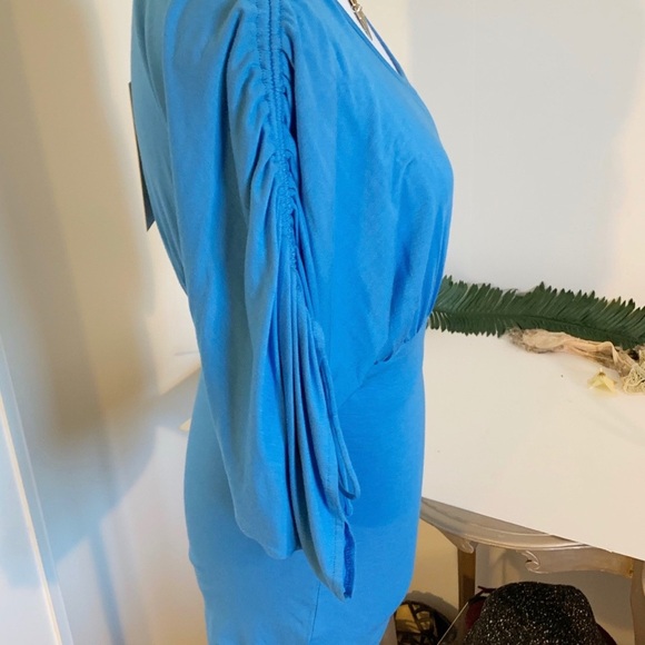 ⬇️ Kenar Beautiful Blue Rouched Sleeve Top Sm - Picture 4 of 5